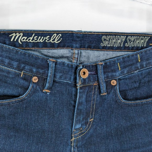 Madewell Skinny Skinny Jeans 27x32 Dark Wash Cotton Stretch Denim Blue Low Rise - Picture 3 of 11
